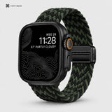 xstrape Green Black Braided Apple Watch Band - Rugged Stretch Nylon Loop Strap