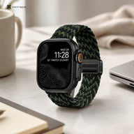 xstrape Green Black Braided Apple Watch Band - Rugged Stretch Nylon Loop Strap