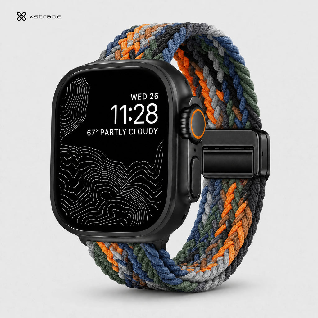 xstrape Braided Solo Loop Apple Watch Band - Stretch Nylon Sport Strap with Adjustable Buckle