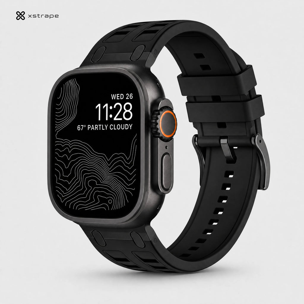 xstrape Rugged Black Silicone Smartwatch Band for Apple Watch Ultra