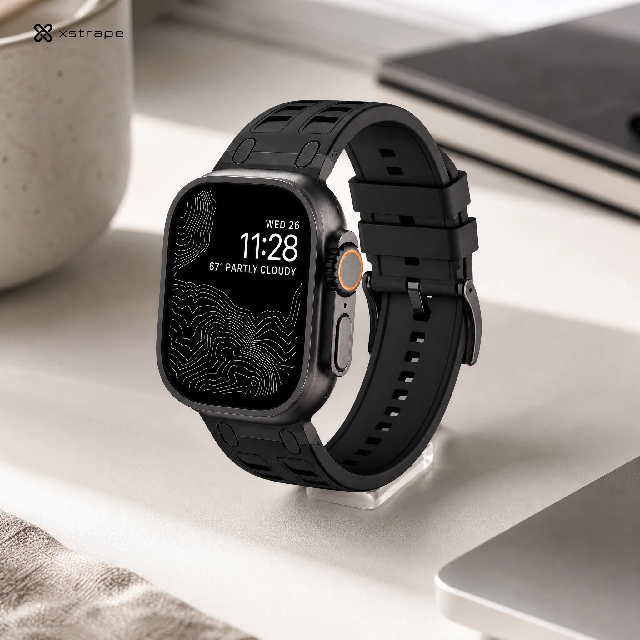 xstrape Rugged Black Silicone Smartwatch Band for Apple Watch Ultra