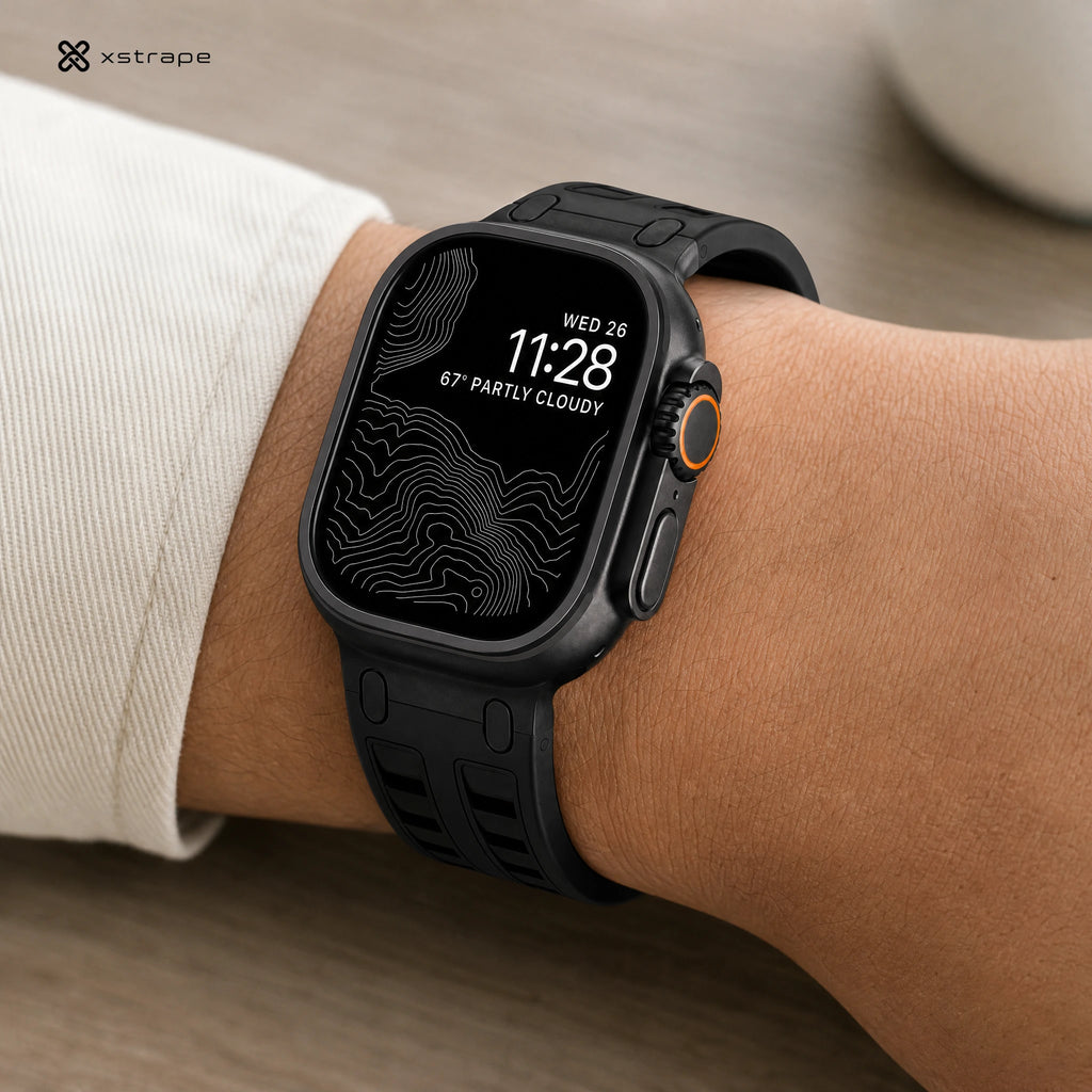 xstrape Rugged Black Silicone Smartwatch Band for Apple Watch Ultra