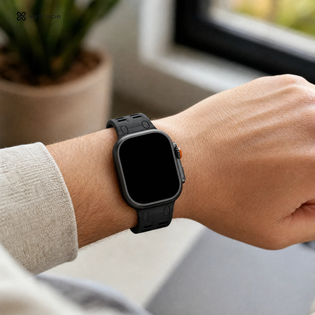 xstrape Rugged Black Silicone Smartwatch Band for Apple Watch Ultra