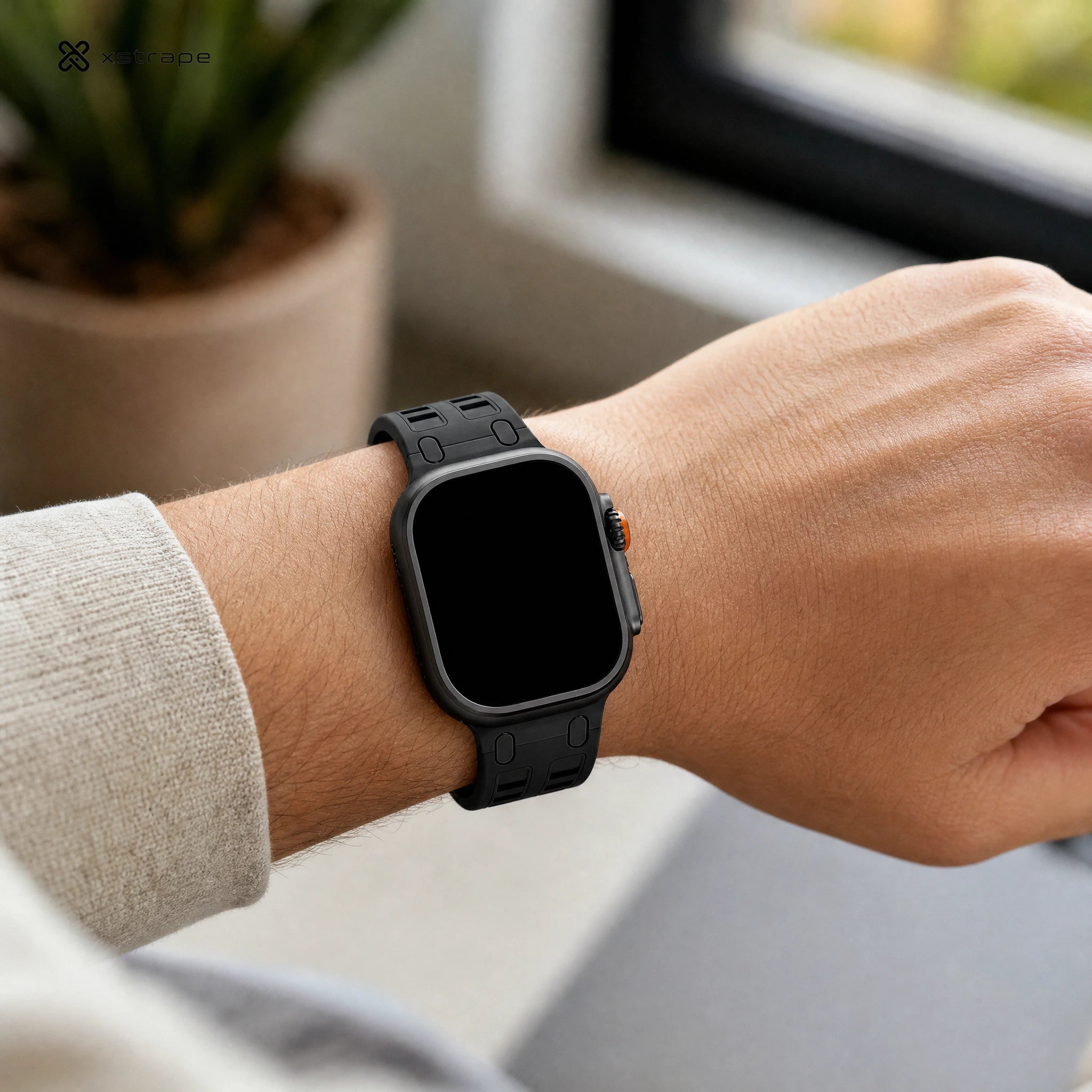 xstrape Rugged Black Silicone Smartwatch Band for Apple Watch Ultra