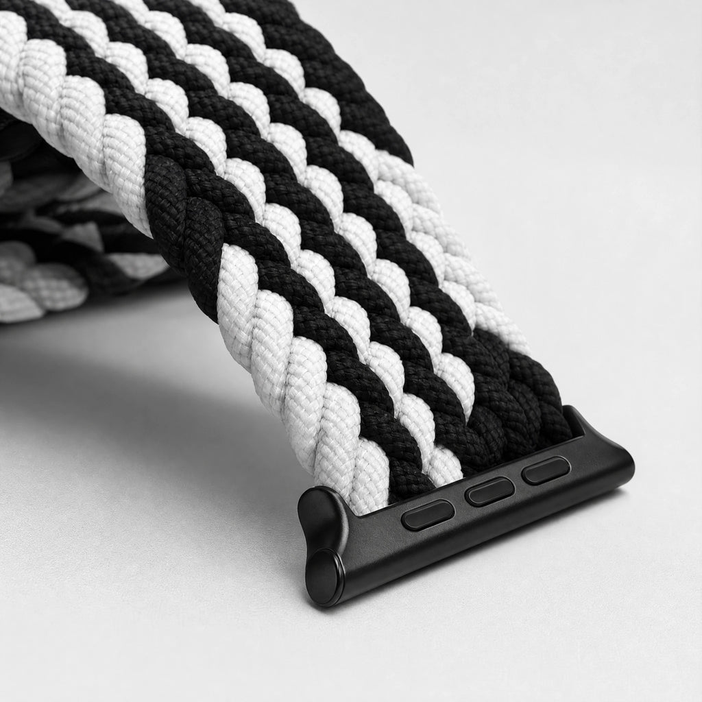 xstrape Black & White Braided Stretch Apple Watch Band