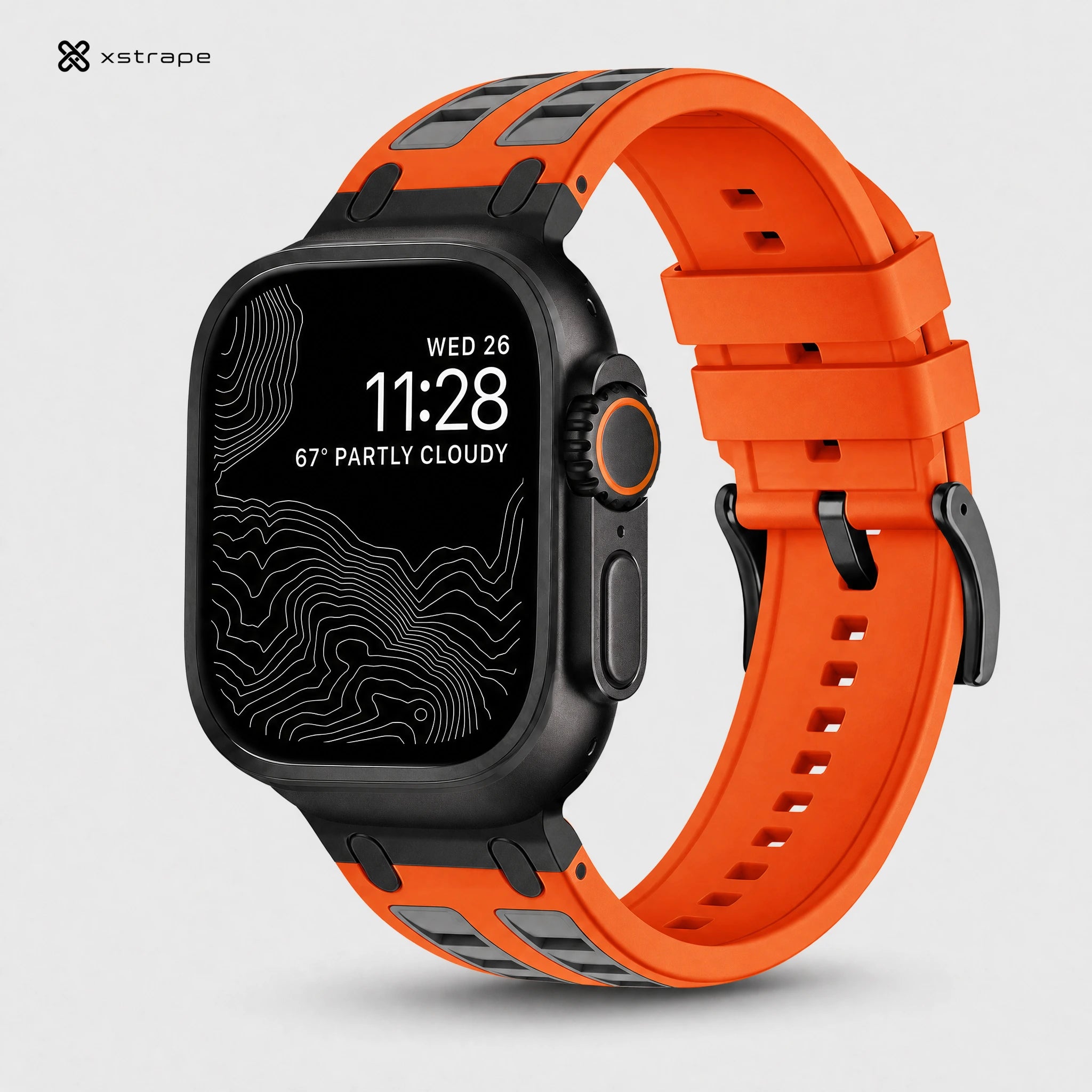 xstrape Orange Rugged Silicone Smart Watch Band with Protective Sport Design