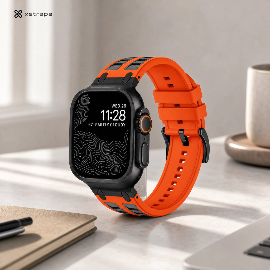 xstrape Orange Rugged Silicone Smart Watch Band with Protective Sport Design