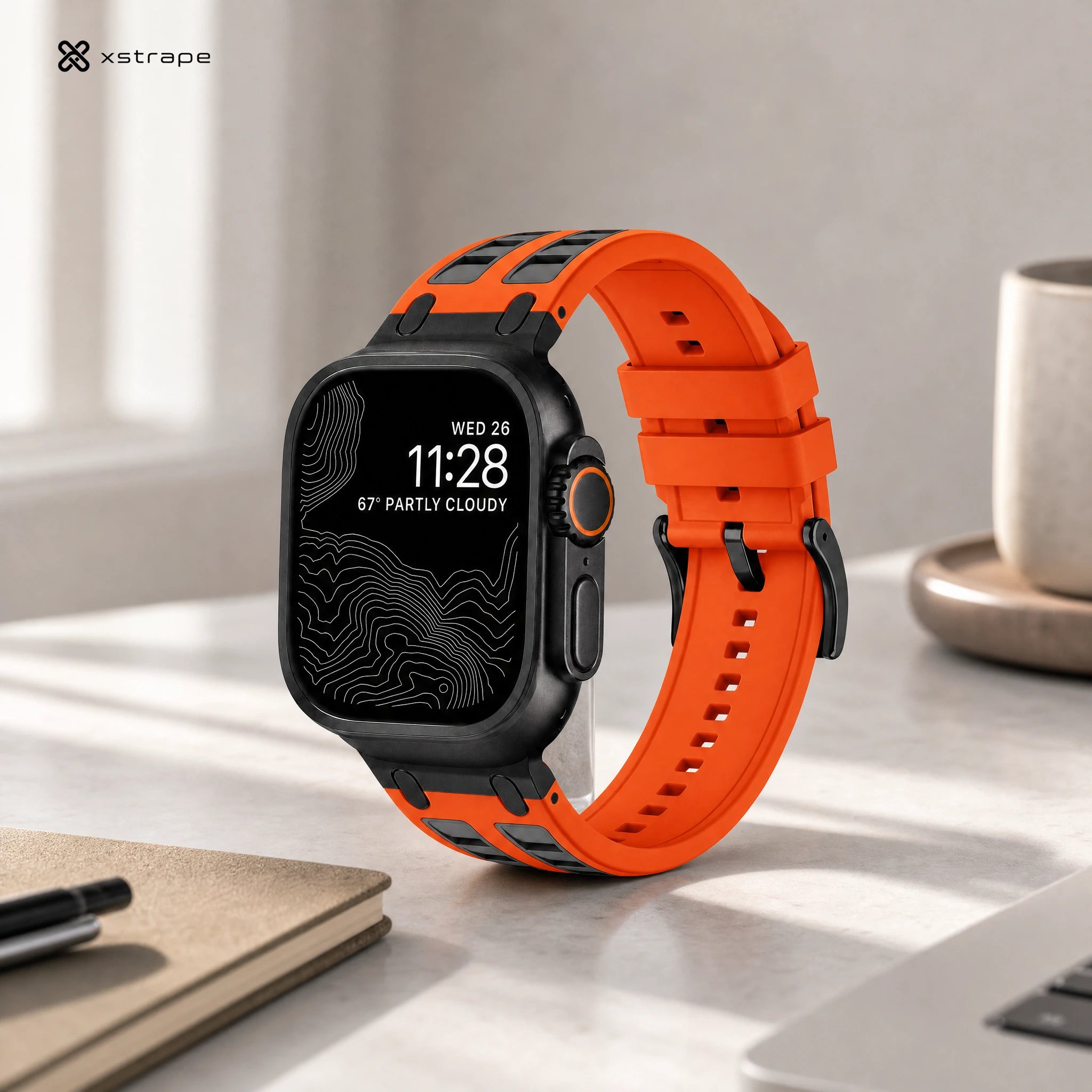 xstrape Orange Rugged Silicone Smart Watch Band with Protective Sport Design