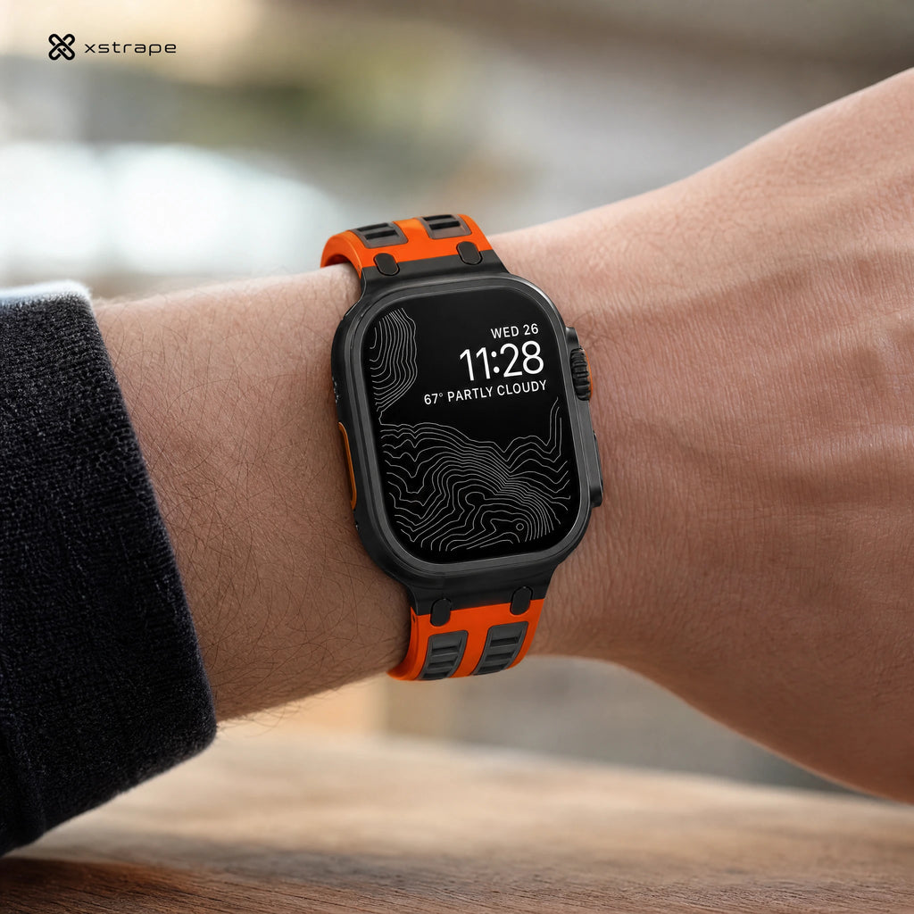 xstrape Orange Rugged Silicone Smart Watch Band with Protective Sport Design