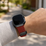 xstrape Orange Braided Stretch Apple Watch Band with Rugged Black Case