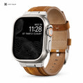 xstrape Rugged Brown Leather Apple Watch Ultra Band with Titanium-Style Protective Case