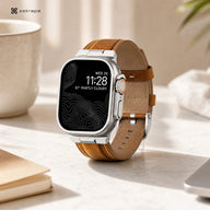xstrape Rugged Brown Leather Apple Watch Ultra Band with Titanium-Style Protective Case