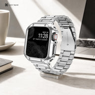 xstrape Silver Stainless Steel Apple Watch Band with Rugged Protective Case