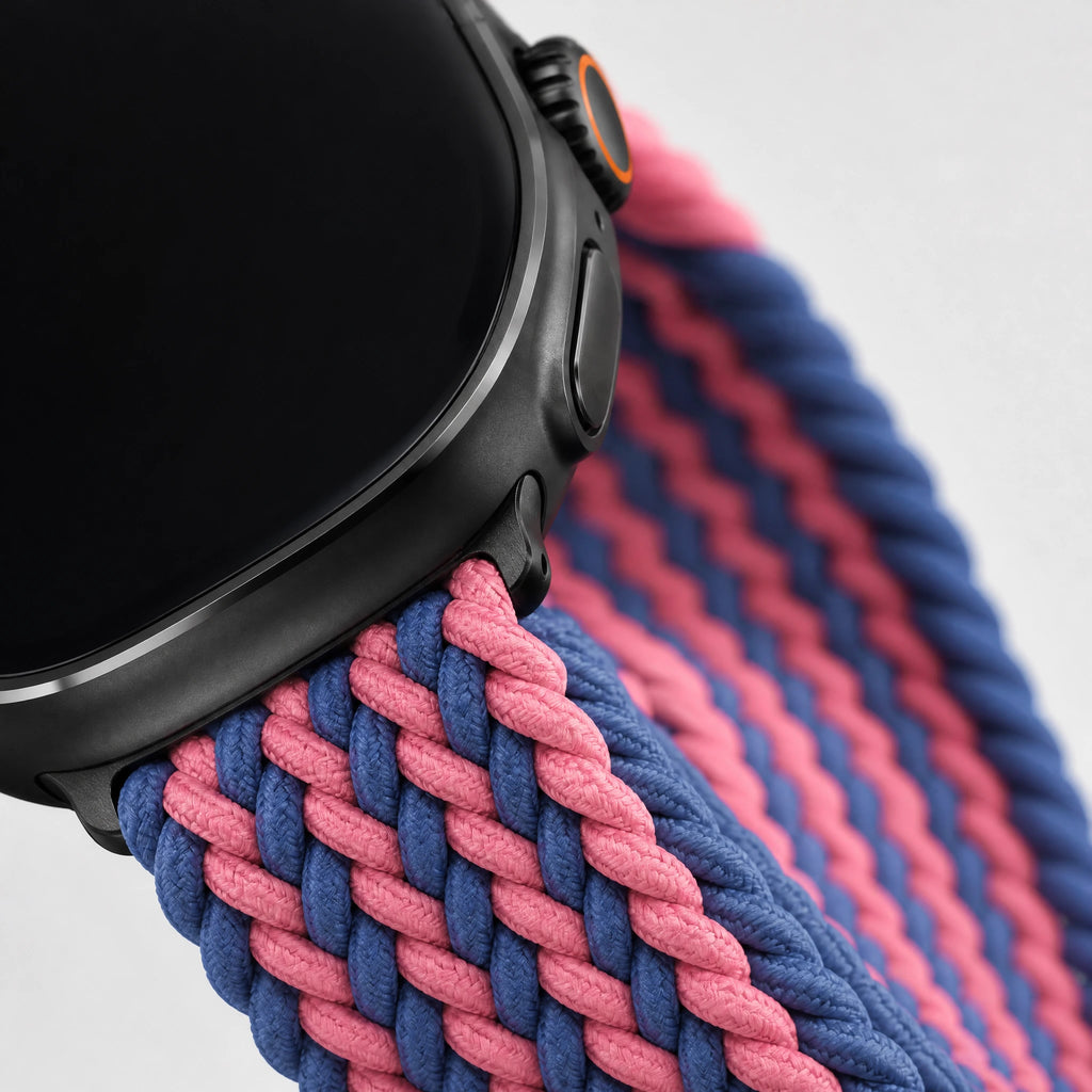 xstrape Pink Blue Braided Solo Loop Apple Watch Band - Stretch Nylon Strap for Apple Watch Ultra & Series