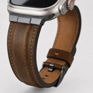 xstrape Rugged Brown Leather Apple Watch Ultra Band with Protective Metal Case