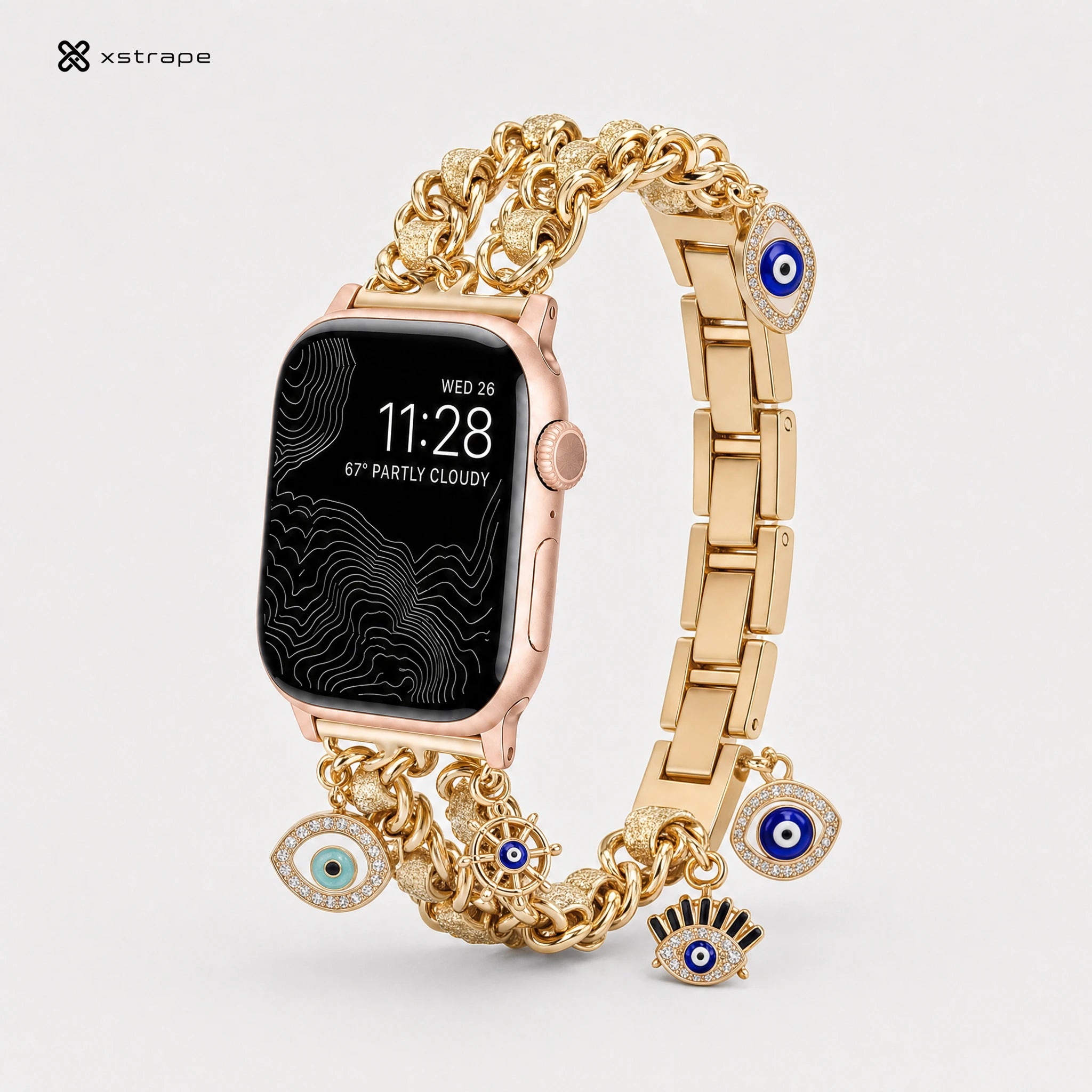 xstrape Gold Evil Eye Charm Apple Watch Band for Women