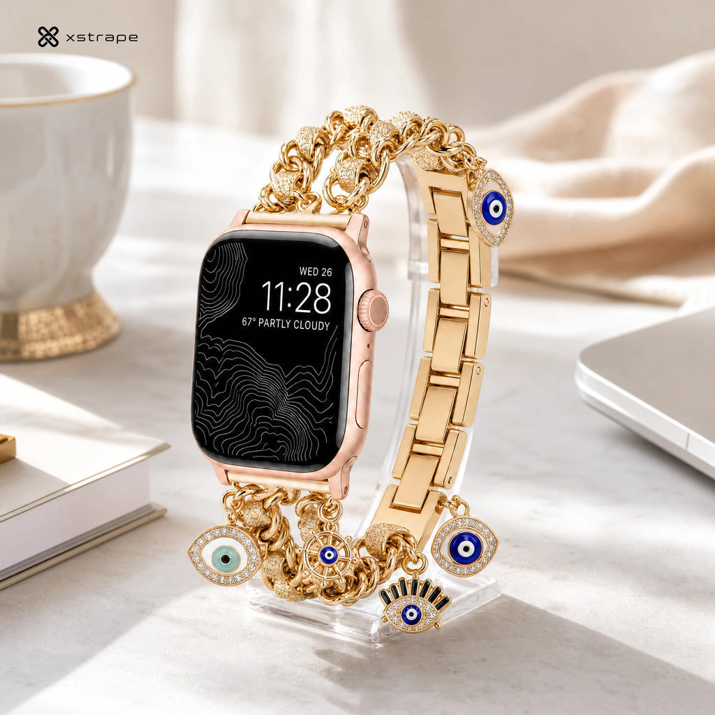 xstrape Gold Evil Eye Charm Apple Watch Band for Women