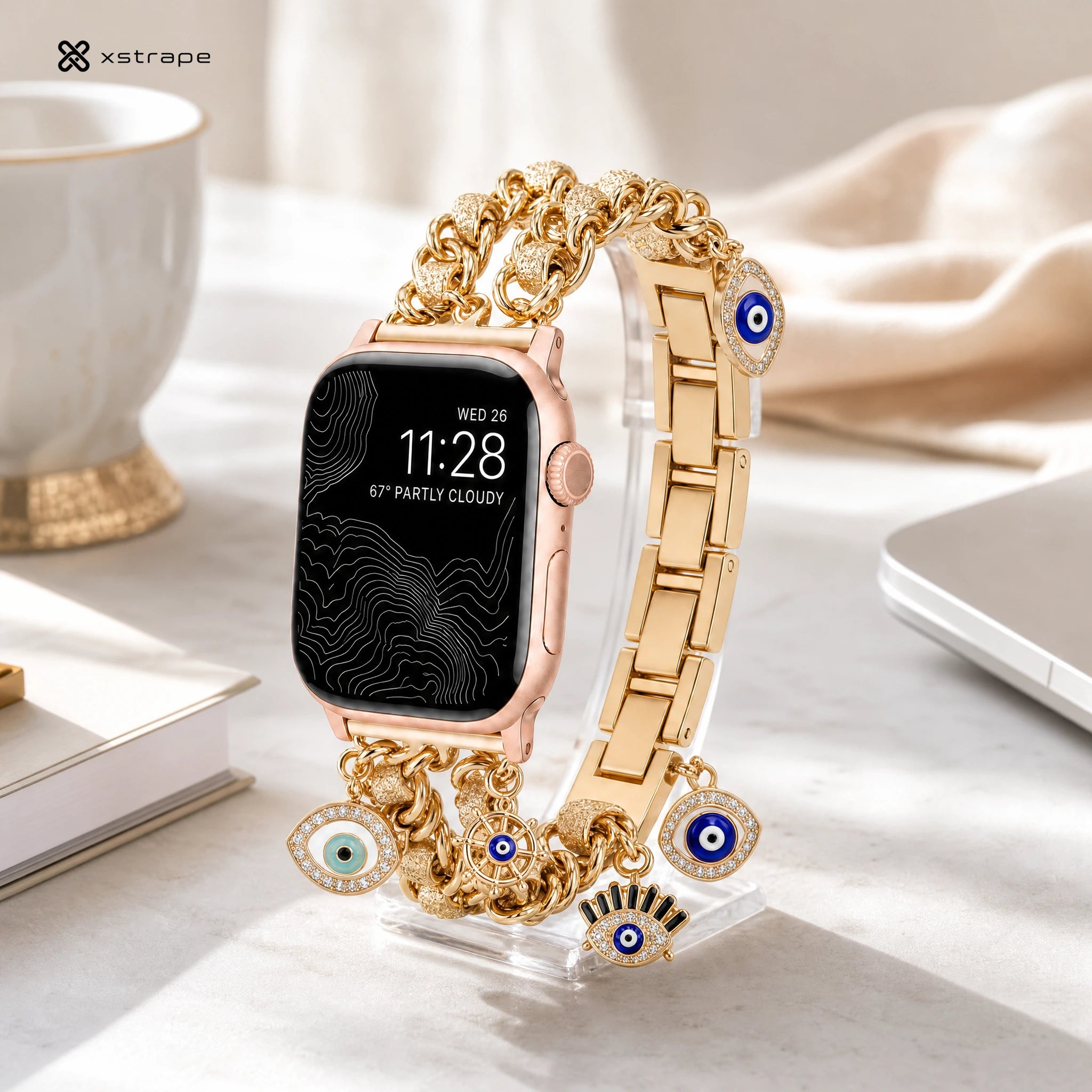 xstrape Gold Evil Eye Charm Apple Watch Band for Women