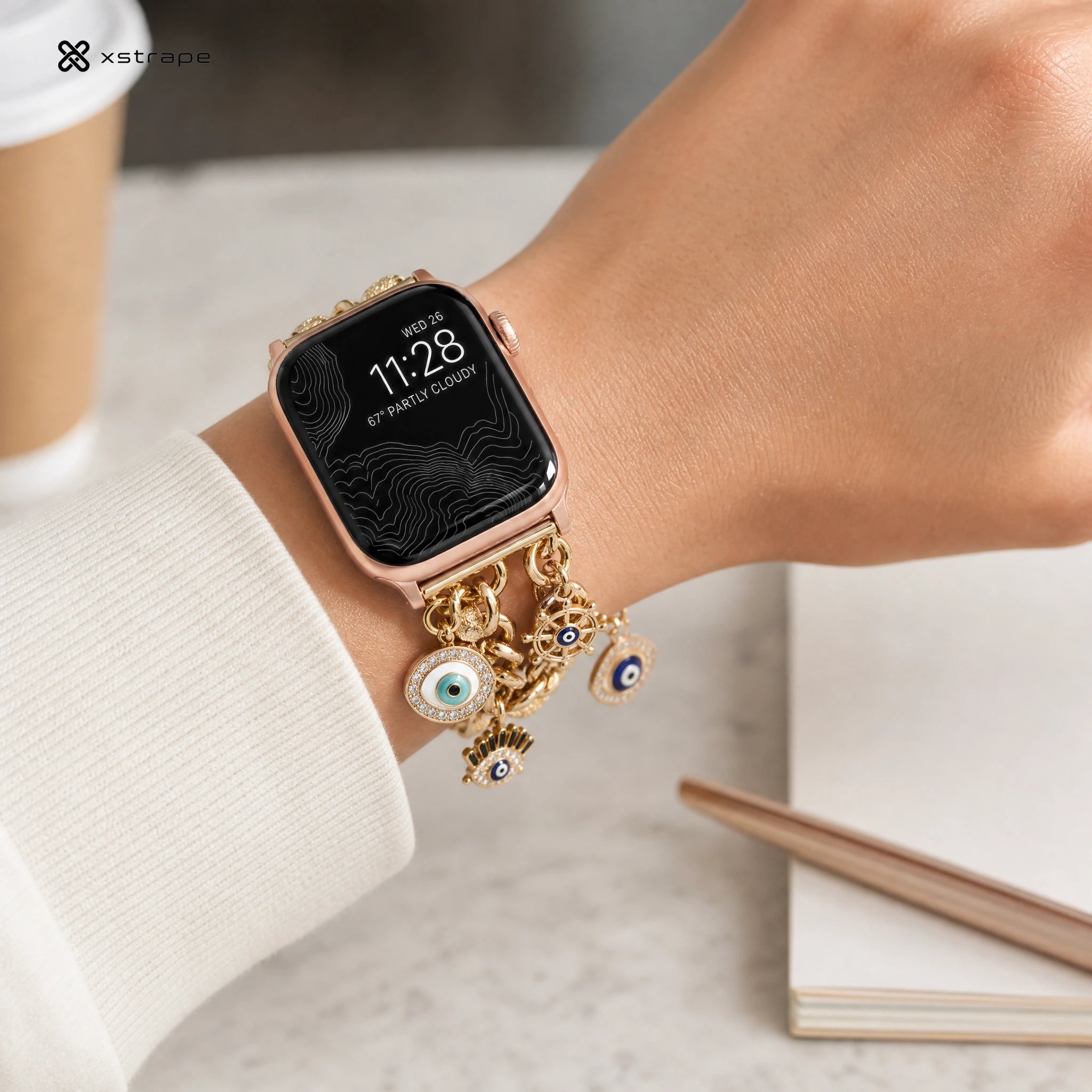 xstrape Gold Evil Eye Charm Apple Watch Band for Women