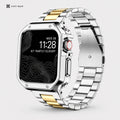 xstrape Luxury Stainless Steel Apple Watch Band with Rugged Metal Case - Silver & Gold
