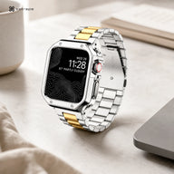 xstrape Luxury Stainless Steel Apple Watch Band with Rugged Metal Case - Silver & Gold