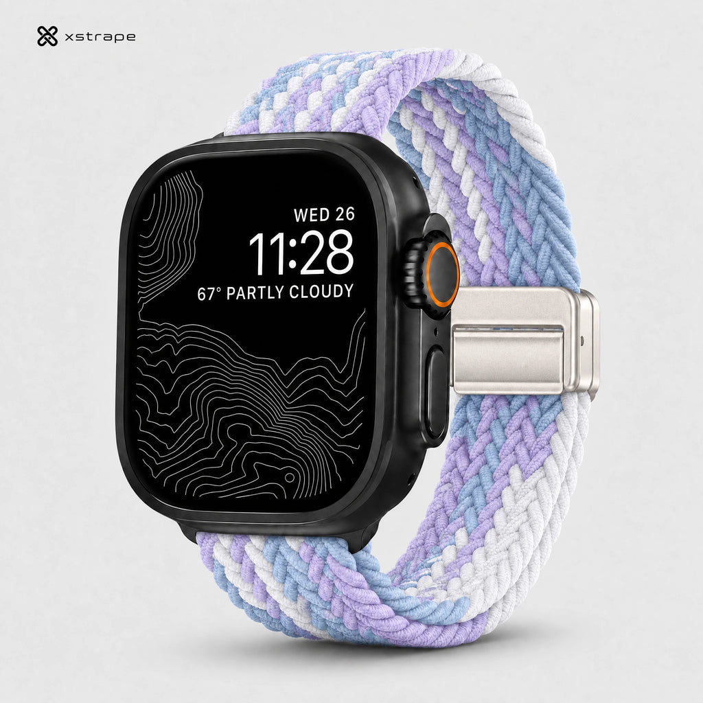 xstrape Pastel Braided Solo Loop Apple Watch Band - Soft Stretch Nylon Strap