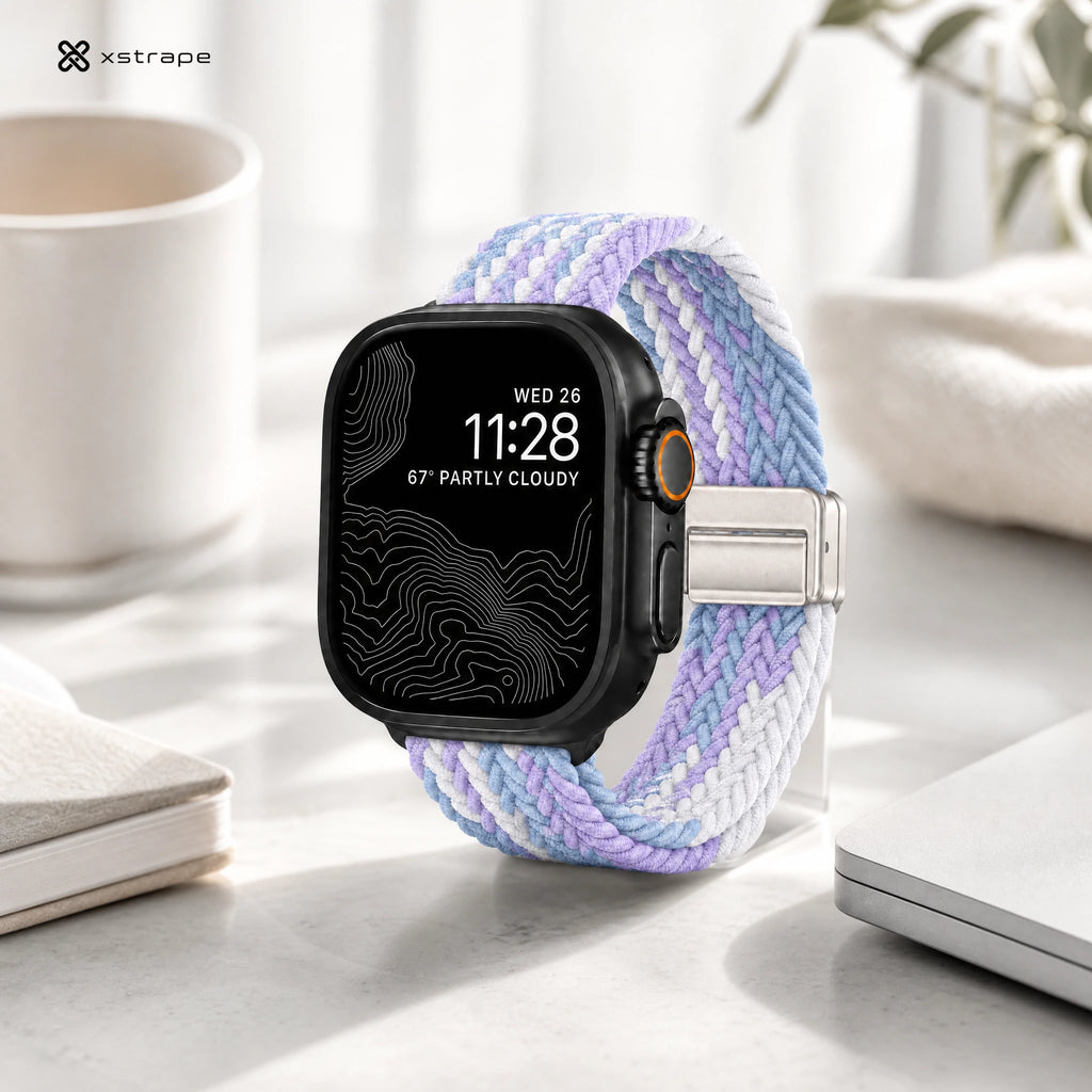 xstrape Pastel Braided Solo Loop Apple Watch Band - Soft Stretch Nylon Strap