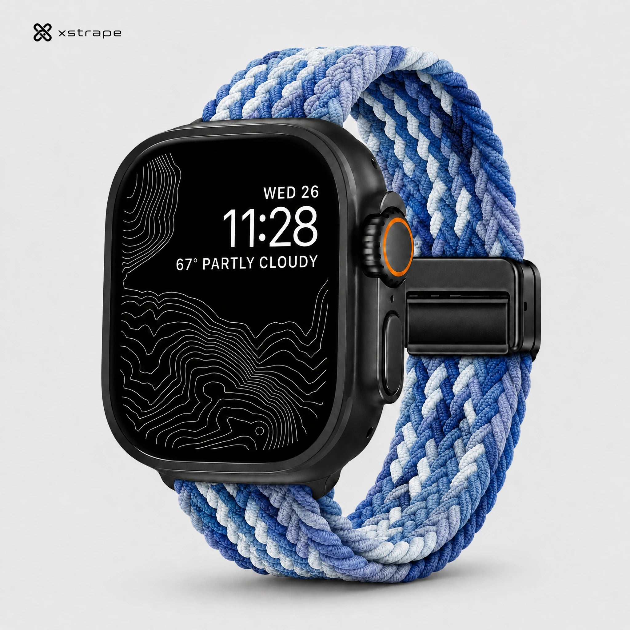 xstrape Blue Camo Braided Stretch Apple Watch Band - Comfortable Nylon Loop Strap