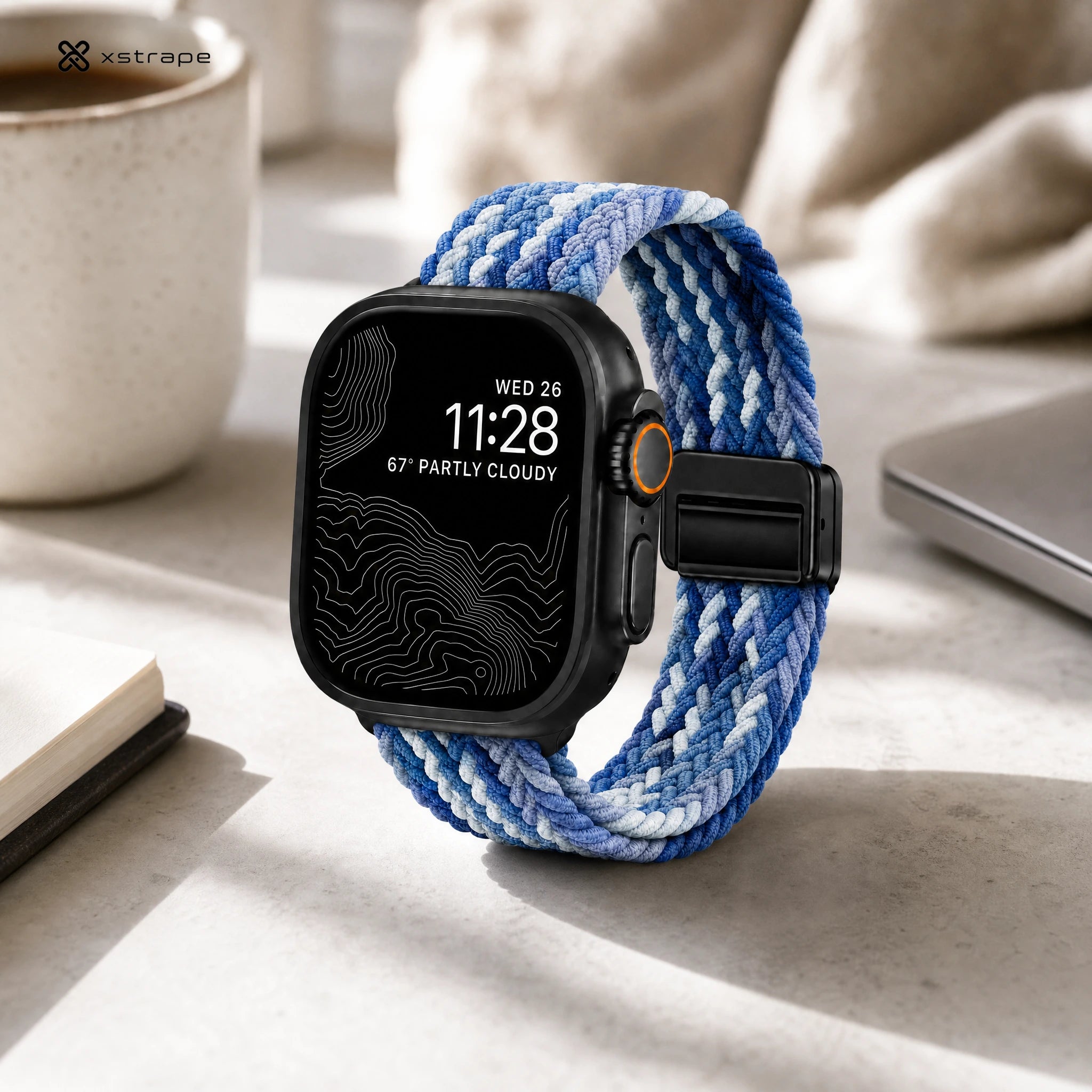 xstrape Blue Camo Braided Stretch Apple Watch Band - Comfortable Nylon Loop Strap