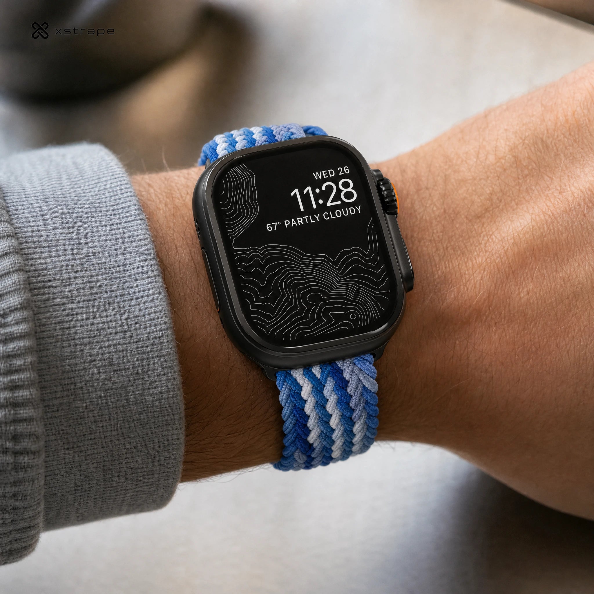 xstrape Blue Camo Braided Stretch Apple Watch Band - Comfortable Nylon Loop Strap