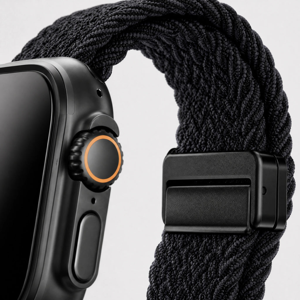 xstrape Black Braided Nylon Smartwatch Band with Rugged Sport Loop