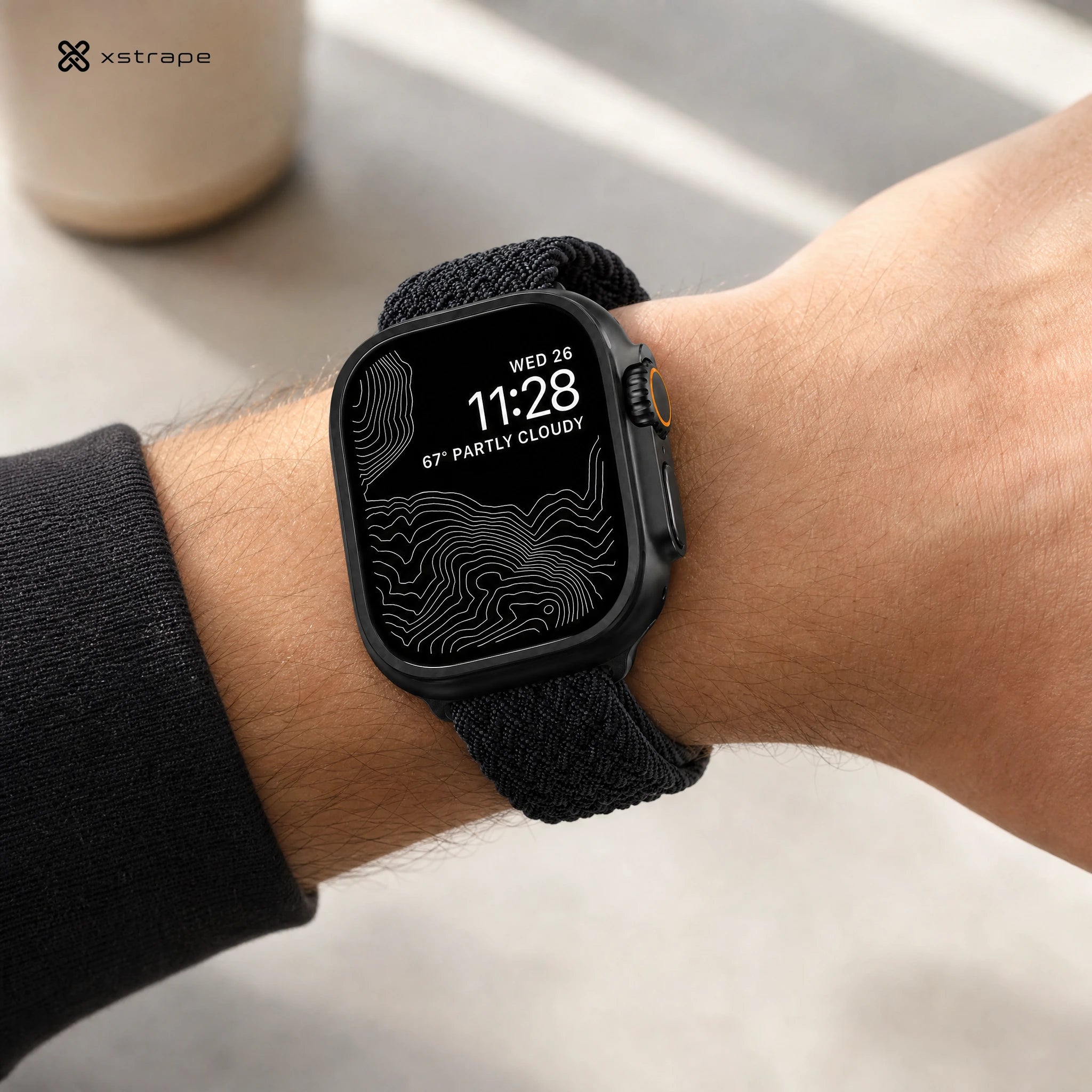 xstrape Black Braided Nylon Smartwatch Band with Rugged Sport Loop
