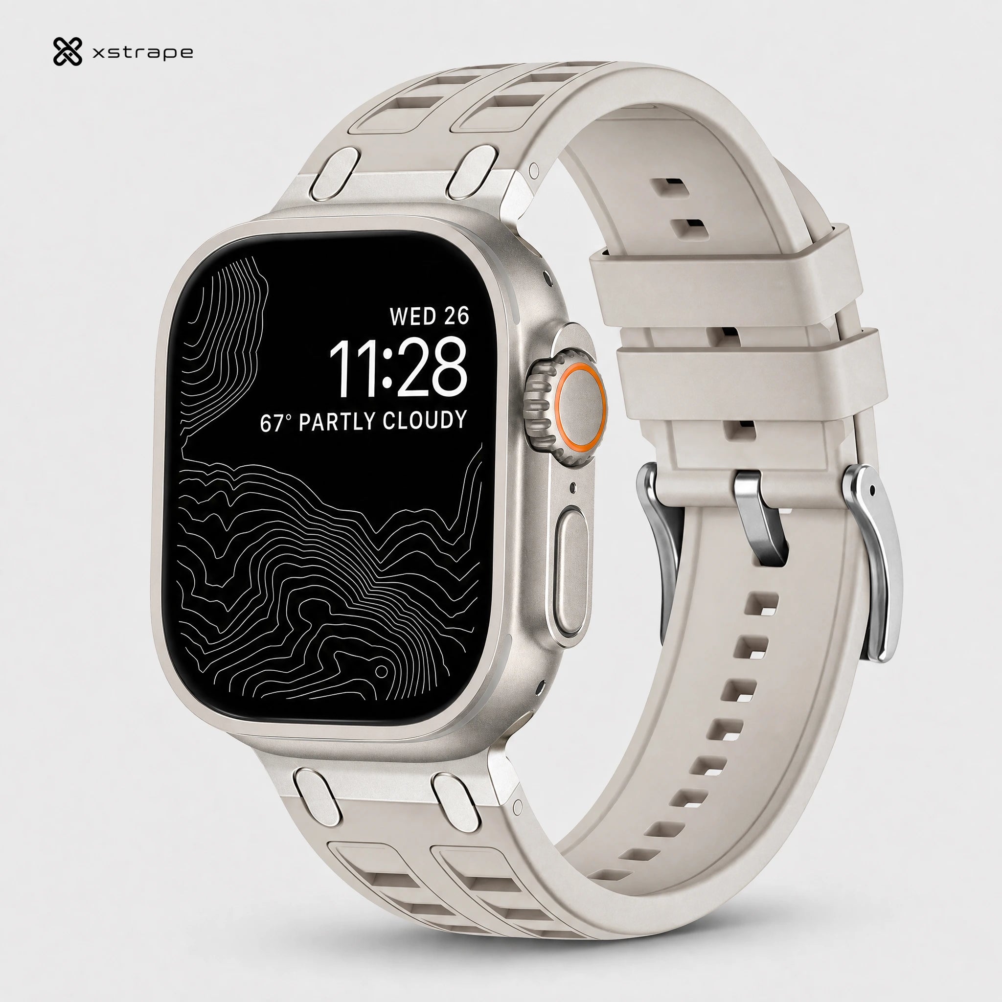 xstrape Rugged Beige Silicone Band for Apple Watch Ultra 2/Ultra 49mm