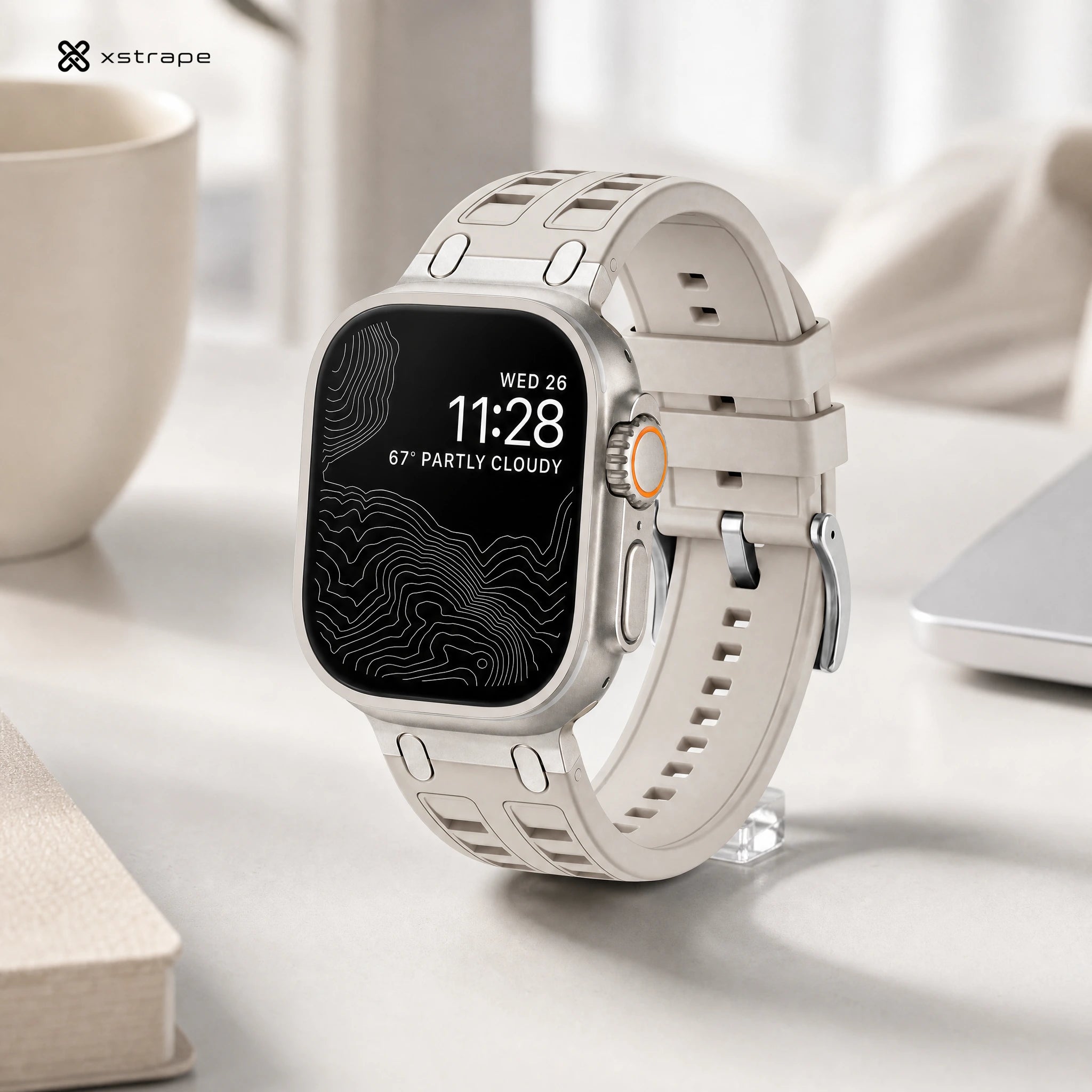 xstrape Rugged Beige Silicone Band for Apple Watch Ultra 2/Ultra 49mm