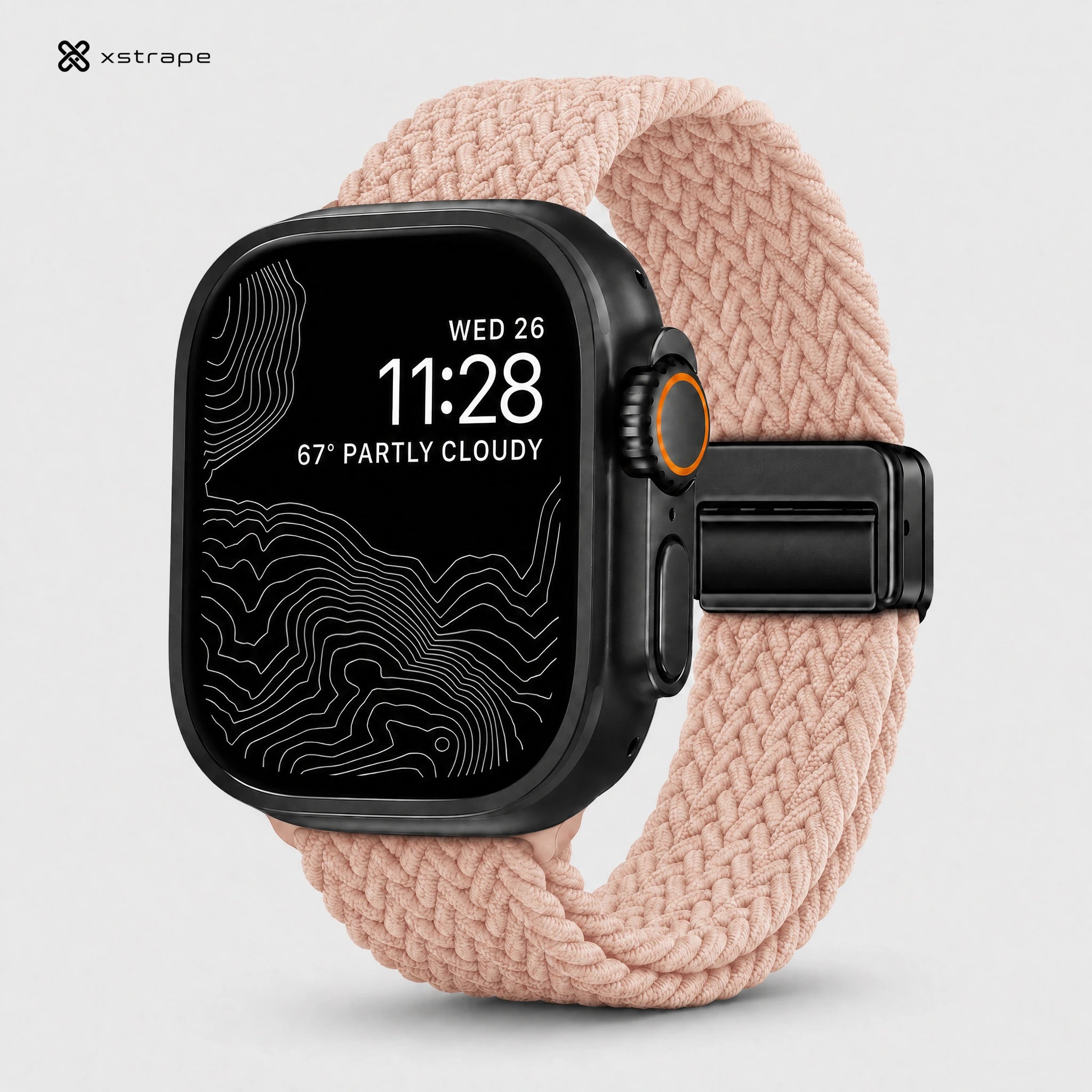 xstrape Peach Braided Solo Loop Apple Watch Band - Stretch Nylon Strap for Apple Watch Ultra
