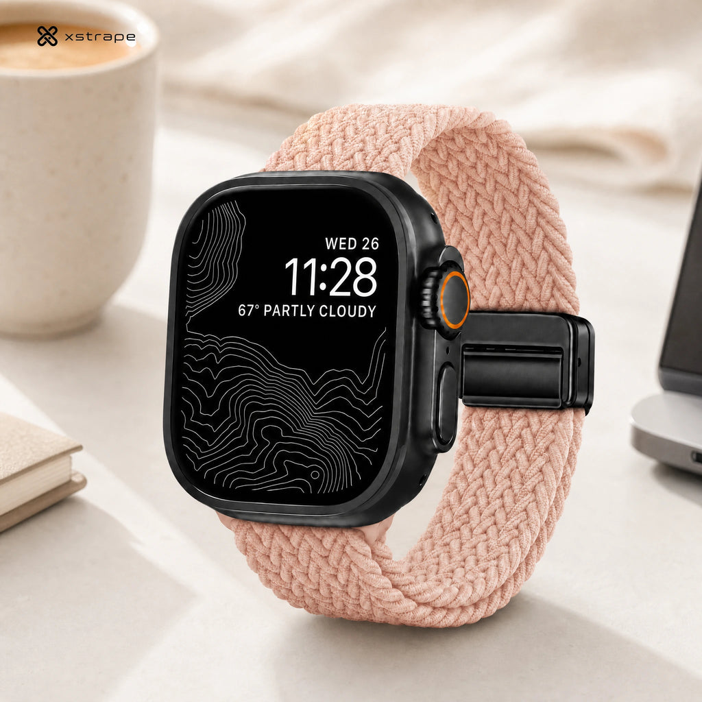 xstrape Peach Braided Solo Loop Apple Watch Band - Stretch Nylon Strap for Apple Watch Ultra