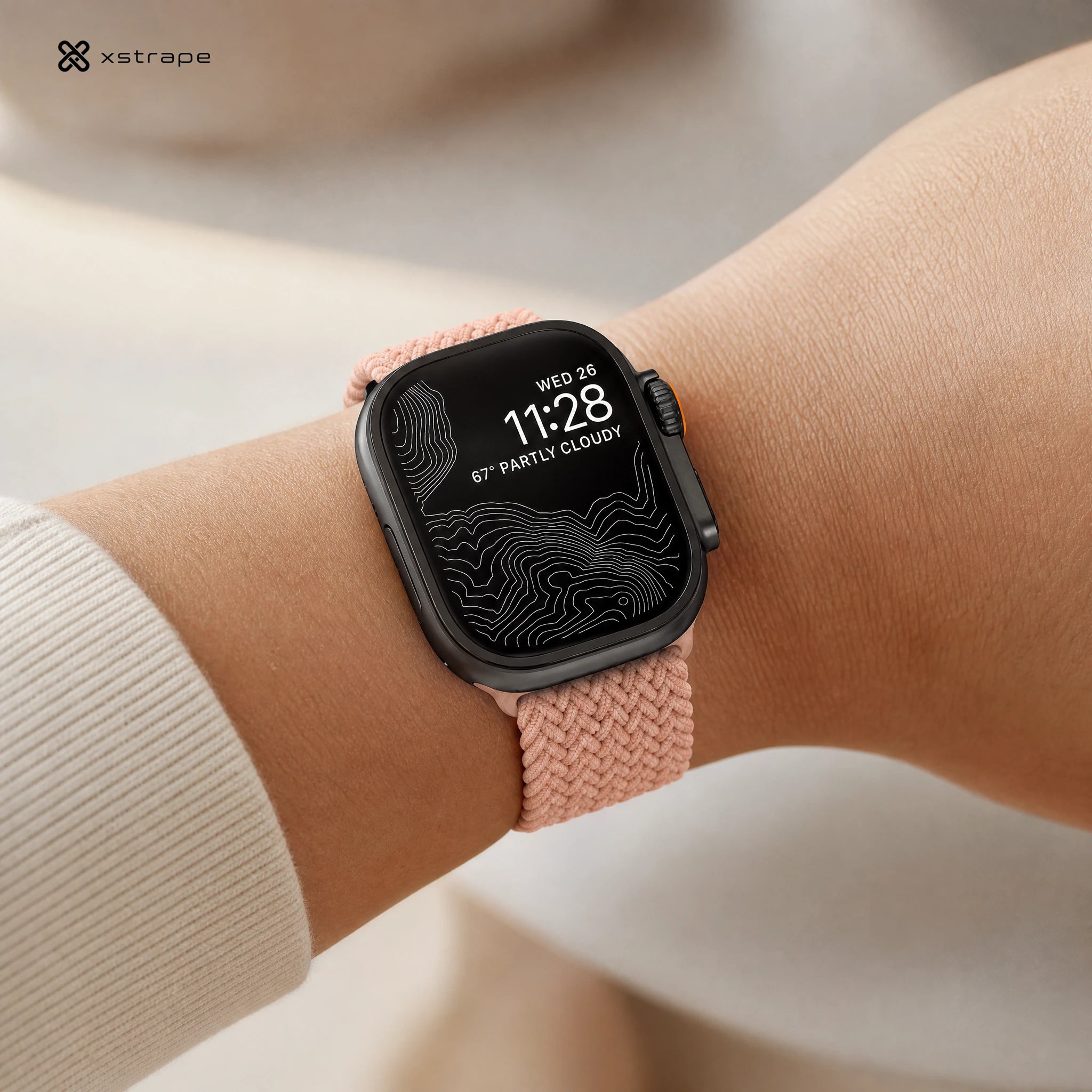 xstrape Peach Braided Solo Loop Apple Watch Band - Stretch Nylon Strap for Apple Watch Ultra