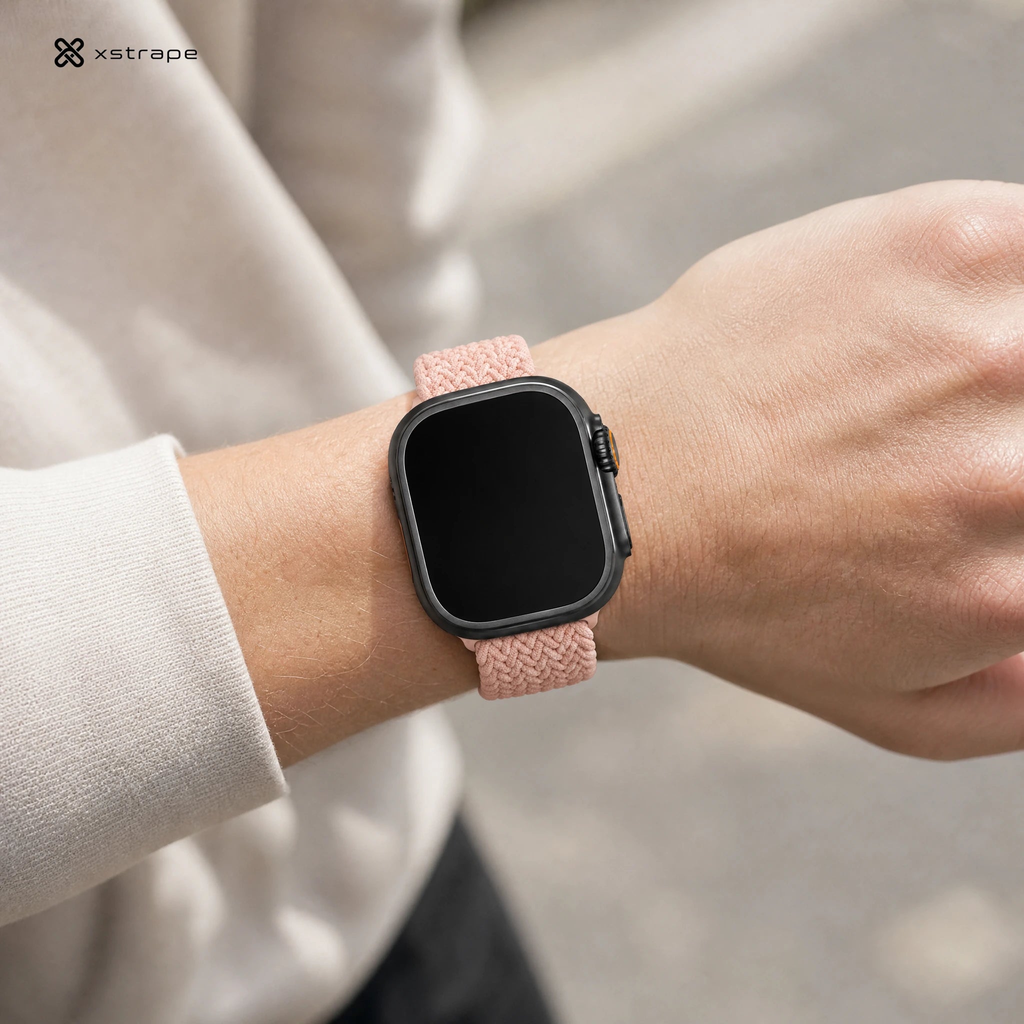 xstrape Peach Braided Solo Loop Apple Watch Band - Stretch Nylon Strap for Apple Watch Ultra