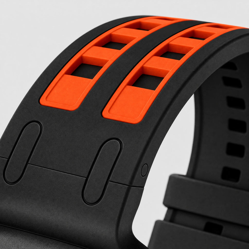 xstrape Rugged Black Orange Silicone Sport Band for Apple Watch Ultra