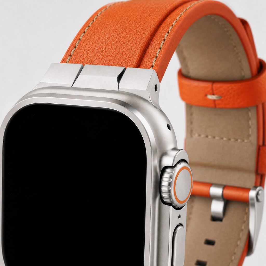 Xstrape Stylish Smartwatch with Orange Leather Strap