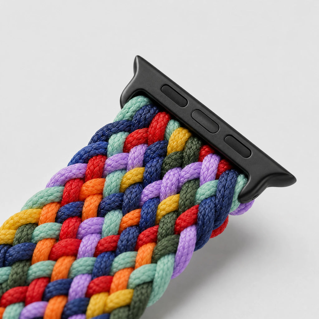 xstrape Rainbow Braided Apple Watch Band - Stretchy Nylon Solo Loop Strap