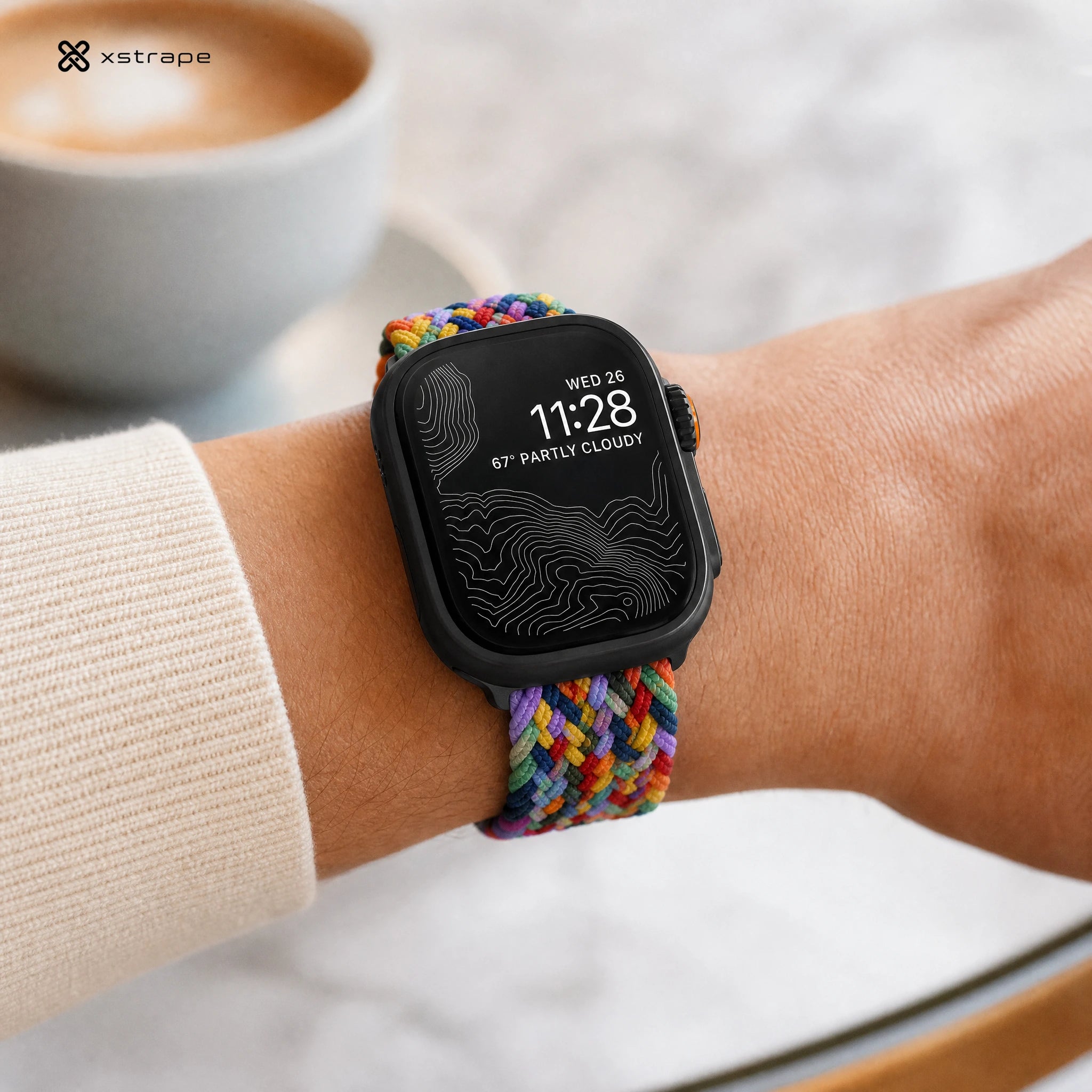 xstrape Rainbow Braided Apple Watch Band - Stretchy Nylon Solo Loop Strap