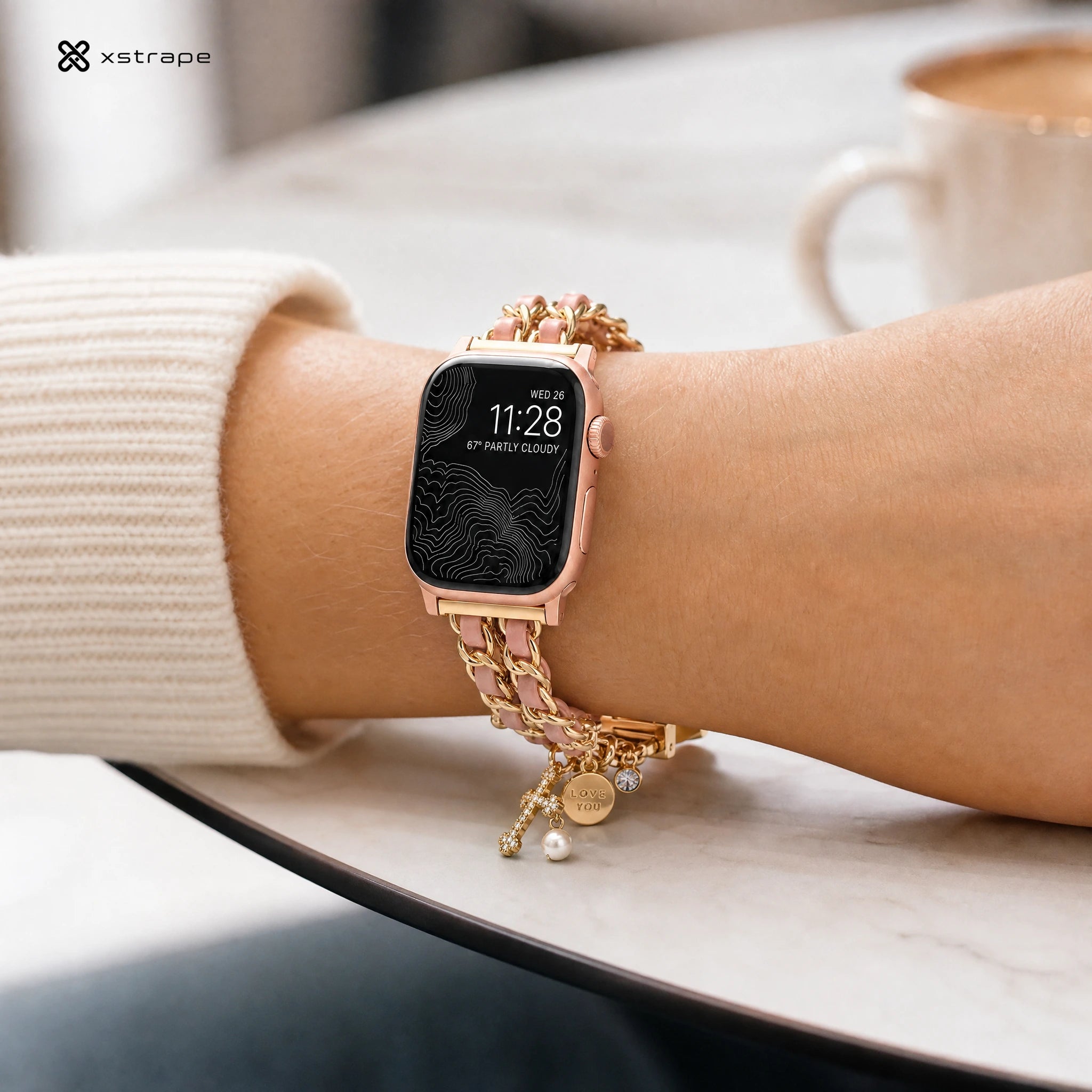 Xstrape Elegant Smartwatch Bracelet - Rose Gold & Gold