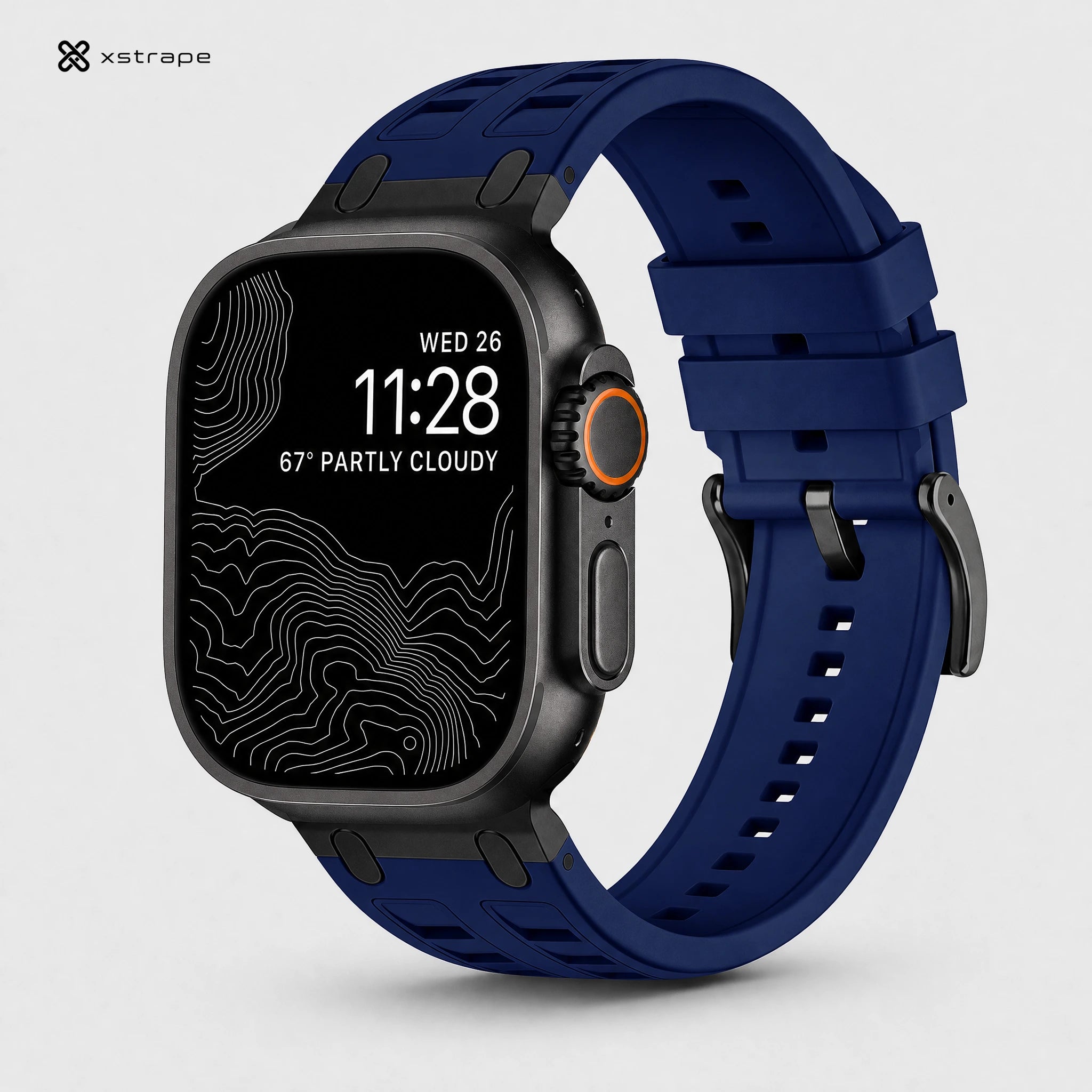 xstrape Navy Blue Rugged Silicone Sport Band for Apple Watch Ultra