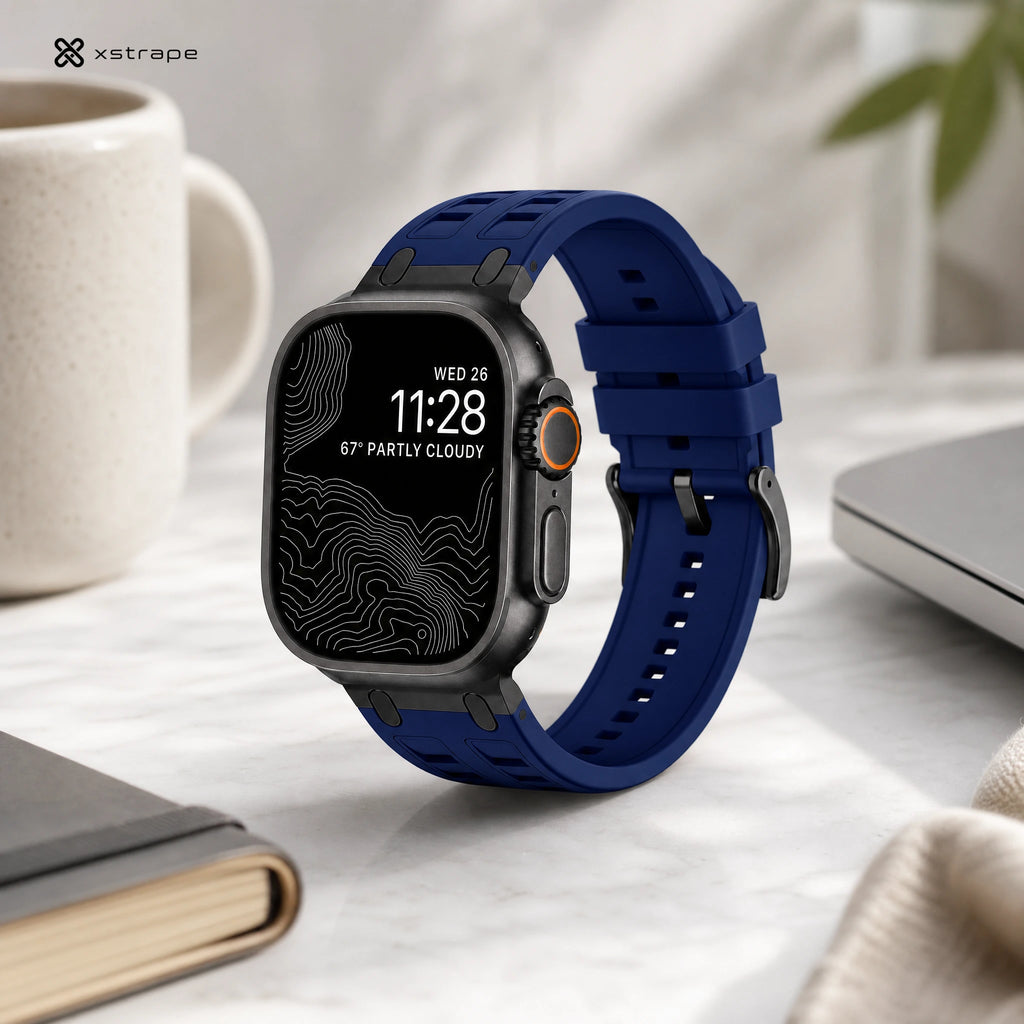 xstrape Navy Blue Rugged Silicone Sport Band for Apple Watch Ultra