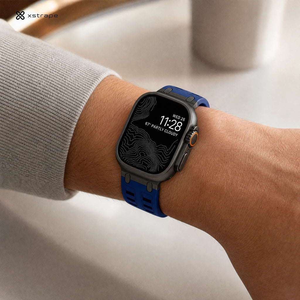 xstrape Navy Blue Rugged Silicone Sport Band for Apple Watch Ultra