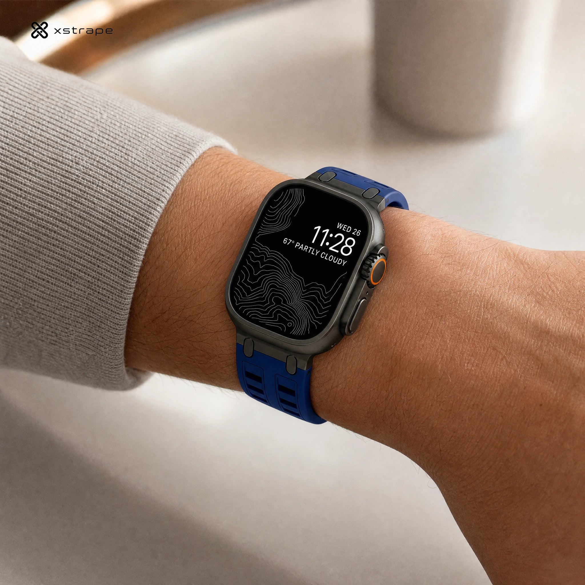 xstrape Navy Blue Rugged Silicone Sport Band for Apple Watch Ultra