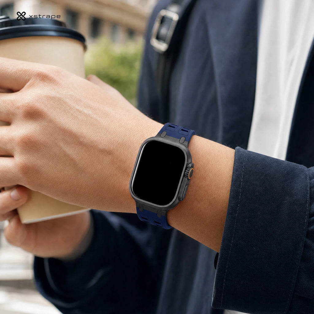 xstrape Navy Blue Rugged Silicone Sport Band for Apple Watch Ultra