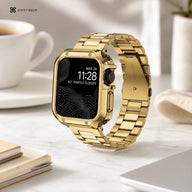 xstrape Gold Stainless Steel Apple Watch Ultra Case Band - Luxury Metal Bracelet Strap