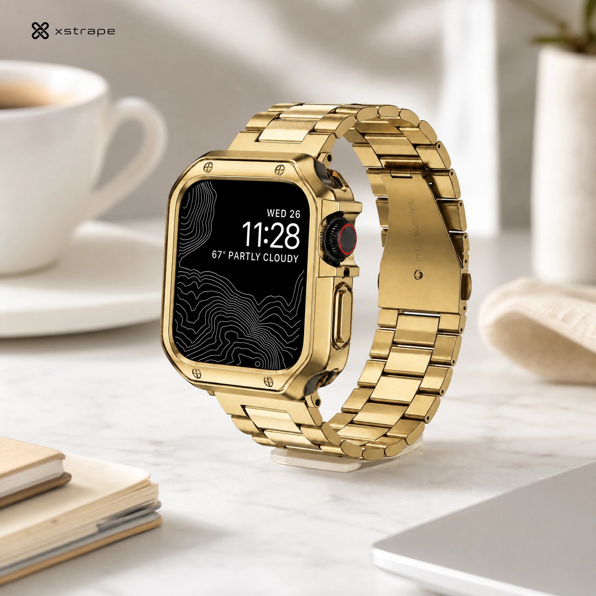 xstrape Gold Stainless Steel Apple Watch Ultra Case Band - Luxury Metal Bracelet Strap
